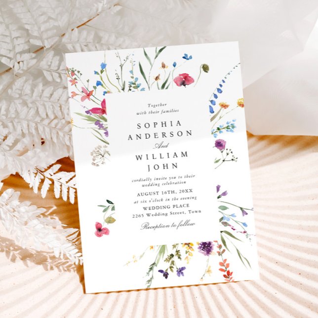 Invitación Elegante acuarela Boda de flores silvestres (Subido por el creador)