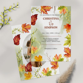 Invitación Elegante acuarela Boda de fotografía de otoño