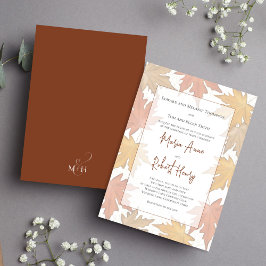 Invitación Elegante acuarela Boda de hojas de otoño