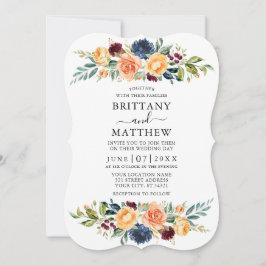 Invitación Elegante acuarela Boda de vegetación floral mixta