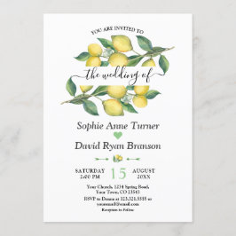 Invitación Elegante acuarela Boda mediterráneo limón