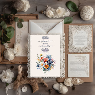 Invitación Elegante acuarela Boho Floral Bridal