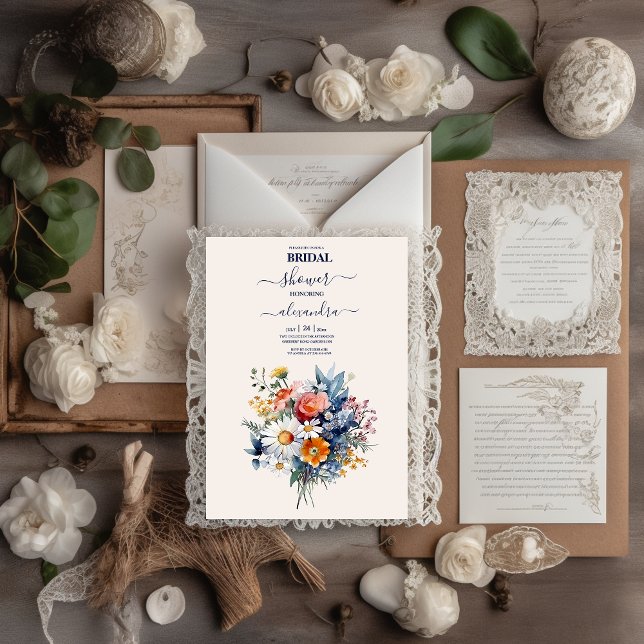 Invitación Elegante acuarela Boho Floral Bridal (Subido por el creador)