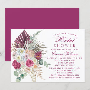 Invitación Elegante acuarela Boho Floral Bridal Shower