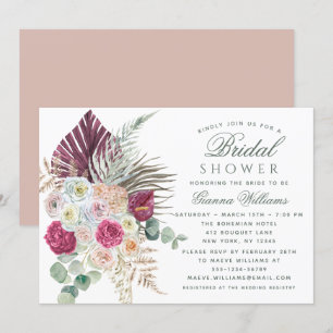 Invitación Elegante acuarela Boho Floral Bridal Shower