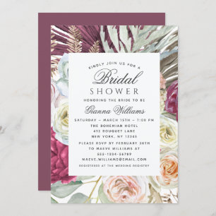 Invitación Elegante acuarela Boho Floral Bridal Shower