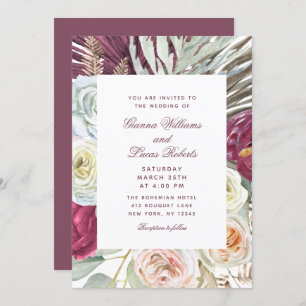 Invitación Elegante acuarela Boho Floral Country Wedding