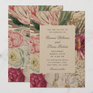 Invitación Elegante acuarela Boho Floral Country Wedding