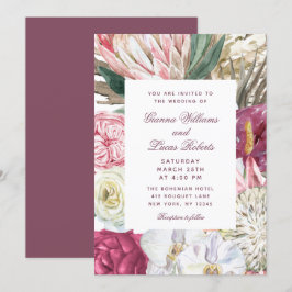 Invitación Elegante acuarela Boho Floral Country Wedding