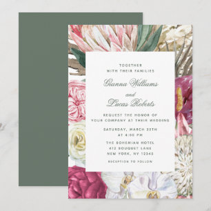 Invitación Elegante acuarela Boho Floral Country Wedding