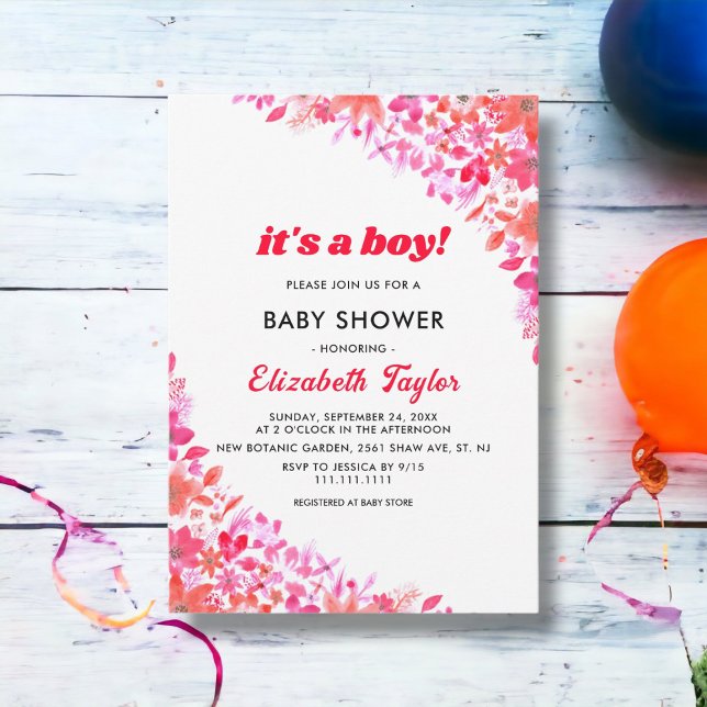 Invitación Elegante acuarela Botánica Floral Baby Shower (Subido por el creador)
