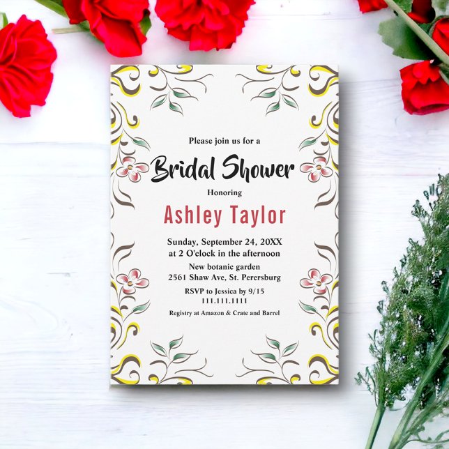 Invitación Elegante acuarela Botánica Floral Bridal Ducha (Subido por el creador)