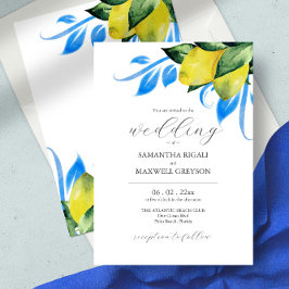 Invitación Elegante acuarela Botánica Lemon Mediterráneo