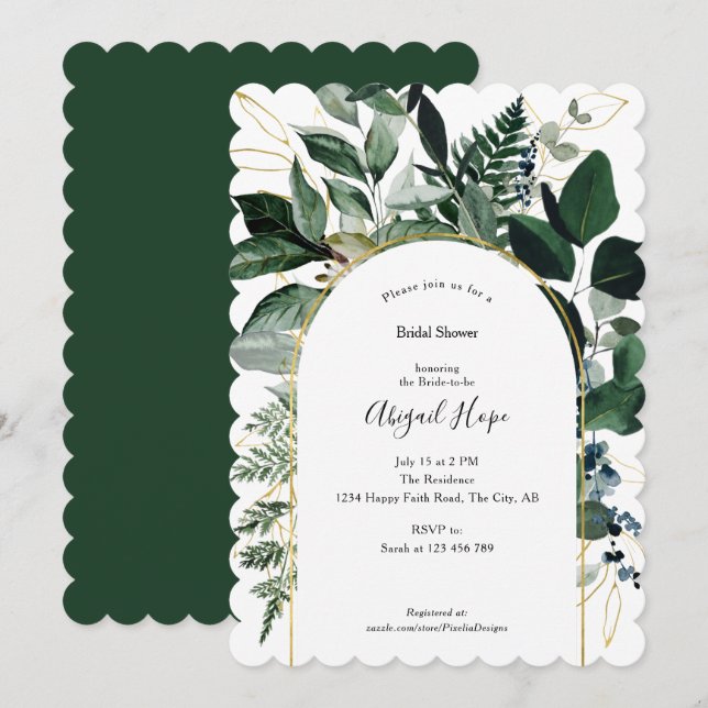 Invitación Elegante acuarela botánica moderna (Anverso / Reverso)