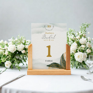Invitación Elegante acuarela Bridal Shower Table Number Card