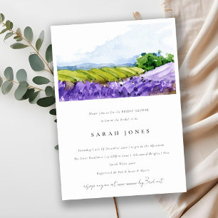 Invitación Elegante acuarela Campos de lavanda Ducha de novia