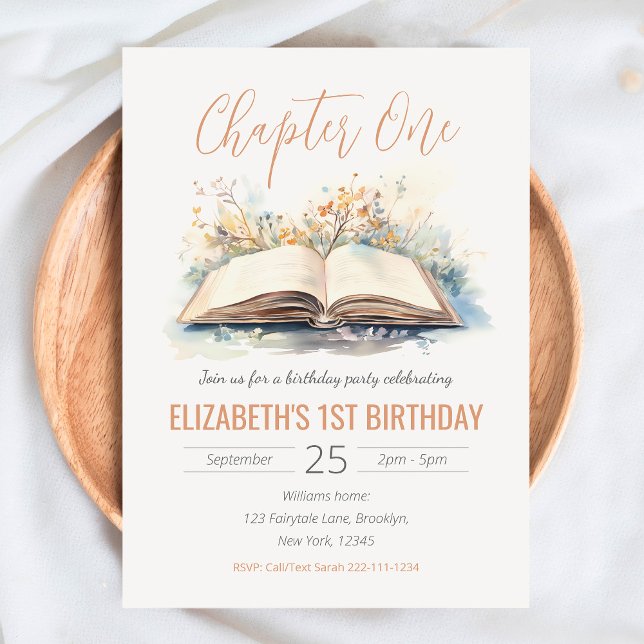 Invitación Elegante acuarela Capítulo Un libro de cuentos Cum (Subido por el creador)