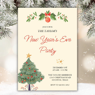 Invitación Elegante acuarela Celebración de Nochevieja 2025