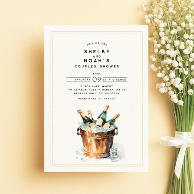 Invitación Elegante acuarela Champagne Toast Parejas Ducha (Subido por el creador)