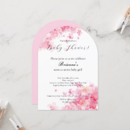 Invitación Elegante acuarela Chica floral rosa Baby Shower