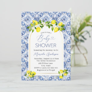 Invitación Elegante acuarela Citrus Lemon Baby Shower