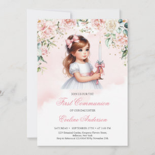 Invitación Elegante acuarela color de rosa floral floral lind