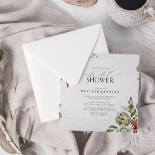 Invitación Elegante acuarela color rojo Berry Bridal Ducha