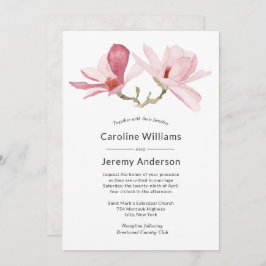 Invitación Elegante acuarela color rosa Magnolia Boda
