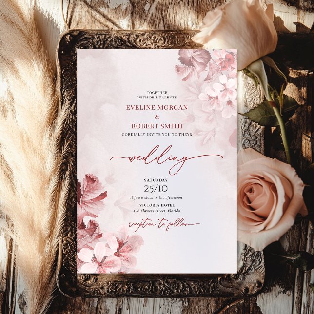 Invitación Elegante acuarela color rosa rosa rosa rosa primav (Elegant watercolor blush pink roses gold spring invitation)