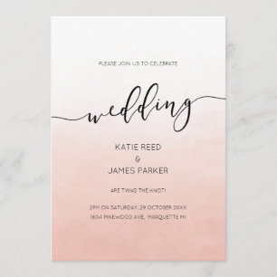 Invitación elegante acuarela con efecto ombre rosa