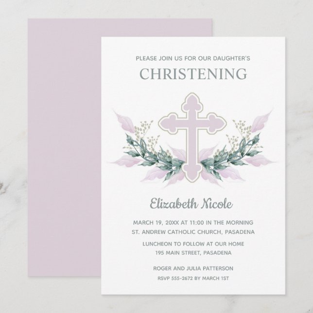 Invitación Elegante acuarela Cristalización rosa (Anverso / Reverso)