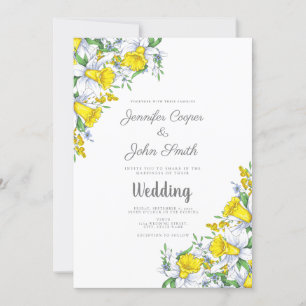 Invitación Elegante acuarela Daffodil Boda Floral
