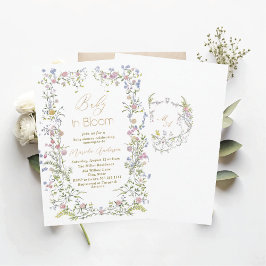 Invitación Elegante acuarela de bebé en flor de Pink flores