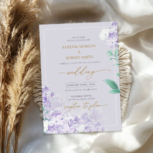 Invitación Elegante acuarela de color púrpura primavera de fl