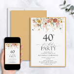 Invitación Elegante acuarela de flores silvestres amarillas 4<br><div class="desc">Haga especial su celebración de 40 años con esta hermosa Invitación de cumpleaños a la Elegante Flor Silvestre Amarilla. Cuenta con un jardín de acuarela intemporal y flores silvestres, acentuadas de forma experta con caligrafía escrita a mano moderna y elegante. ¡Ideal para un fiesta de 40 años o para almorzar!...</div>