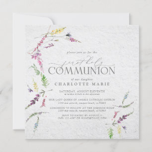 Invitación Elegante acuarela de flores silvestres Primera com