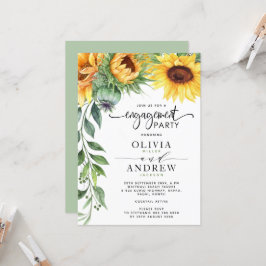 Invitación Elegante acuarela de girasol Compromiso moderno