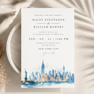 Invitación Elegante acuarela de la silueta de Nueva York para