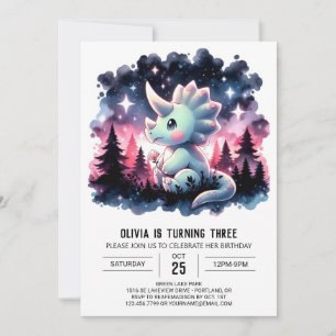Invitación Elegante acuarela Dino cumpleaños