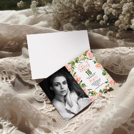 Invitación Elegante acuarela dulce floral dieciséis