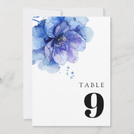 Invitación Elegante acuarela Dusty Blue Floral Table Number