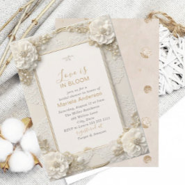 Invitación Elegante acuarela Dusty White Golden Flowers Brid
