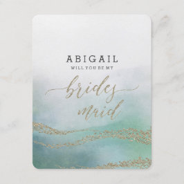 Invitación Elegante acuarela en el océano será dama de honor