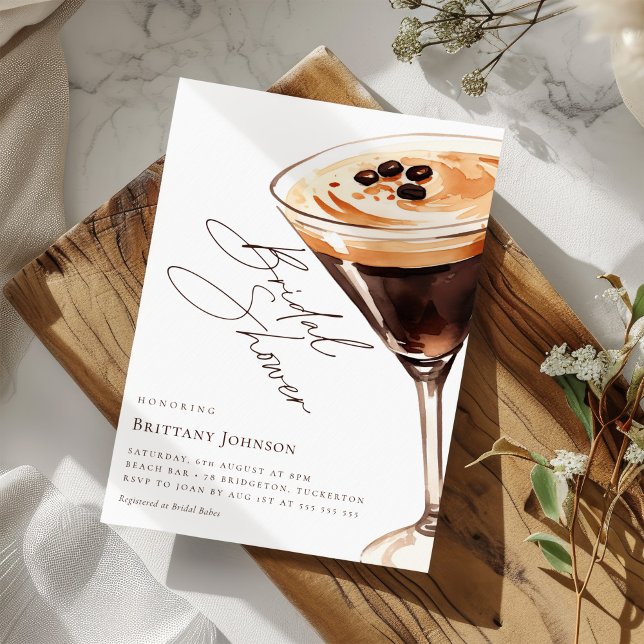 Invitación Elegante acuarela Espresso Martini Ducha Bridal (Subido por el creador)