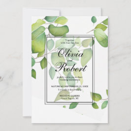 Invitación Elegante acuarela eucalipto boda de vegetación