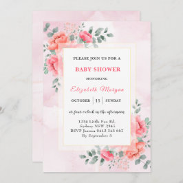 Invitación Elegante acuarela eucalipto flor ducha bebé