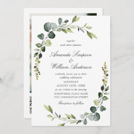 Invitación Elegante acuarela Eucalyptus Boda código QR