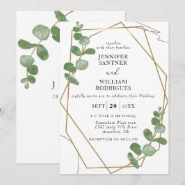 Invitación Elegante acuarela Eucalyptus Boda Floral