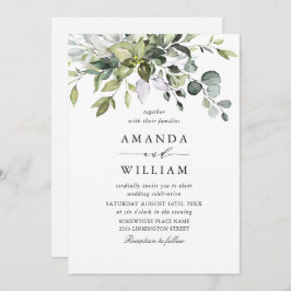 Invitación Elegante acuarela Eucalyptus Bohemian Boda