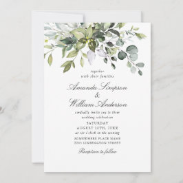 Invitación Elegante acuarela Eucalyptus Foto Boda QR
